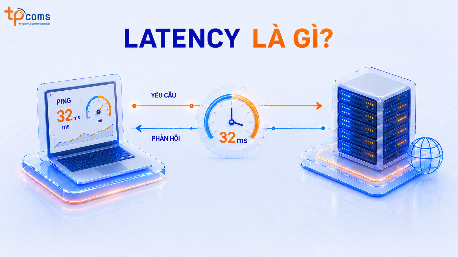 Latency là khoảng thời gian dữ liệu truyền từ thiết bị đến máy chủ và trên thực tế thường được đo bằng Ping (RTT)